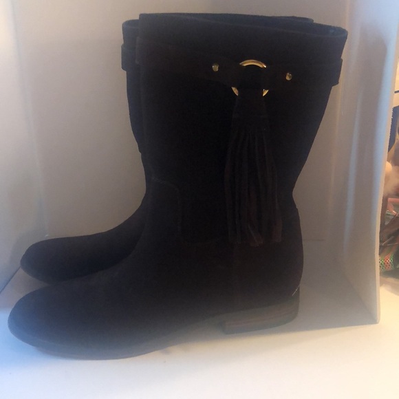 Women’s fall Rhea fringe brown suede Michael Kors warm comfort tall boots - Picture 5 of 16